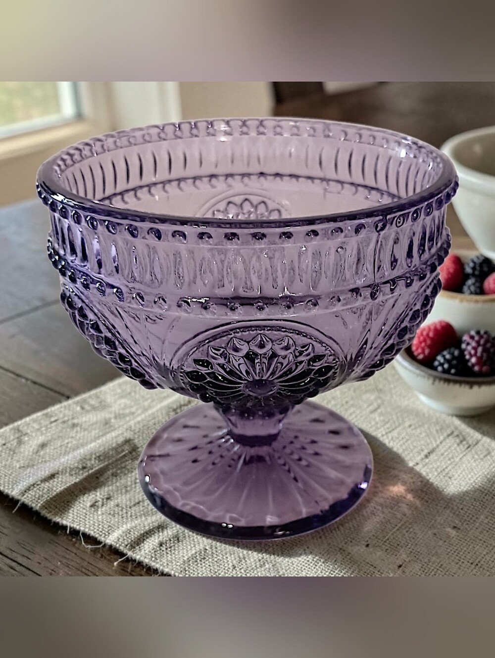 Pioneer Woman Adeline Dessert Cup Dish Sherbet Purple Glass Footed Parfait